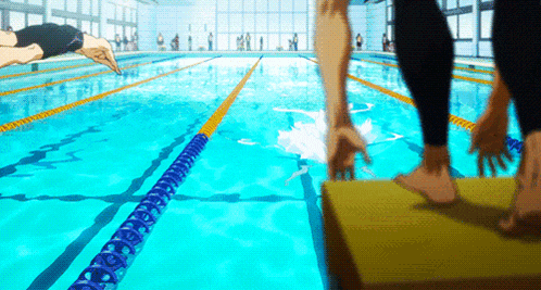 a person is getting ready to dive into a pool