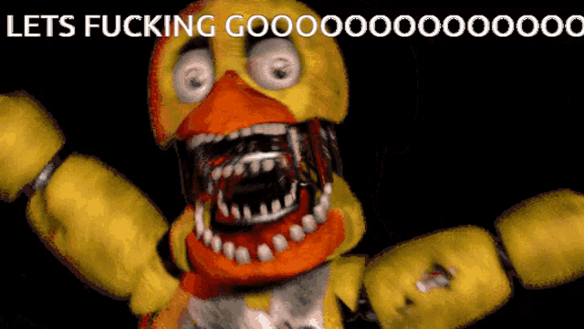a yellow duck with its mouth open and the words lets fucking gooooo on the top