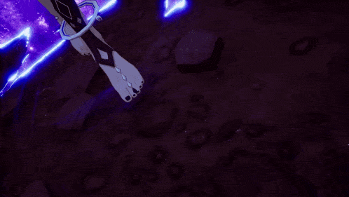 a person 's foot is surrounded by a blue glow