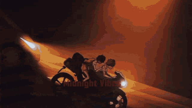 a couple of anime characters with the words midnight vibes written on the bottom