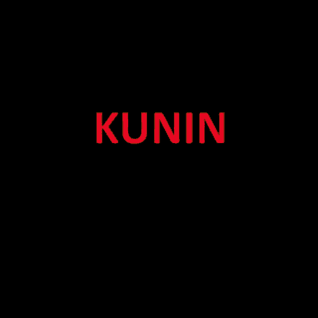 the word kunin is written in red on a black background .