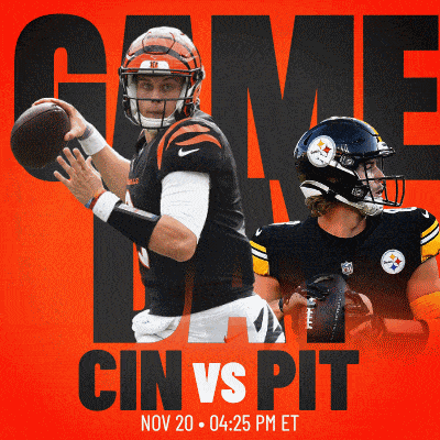 a poster for the game between the cincinnati bengals and the pittsburgh steelers