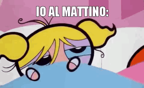 a cartoon character with the words io al mattino above her head