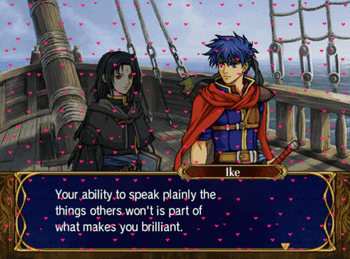 a video game character named ike talks about his ability to speak