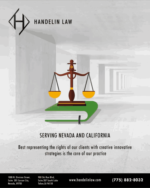 a poster for handelin law shows a scale of justice on top of a book