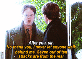 two men are talking to each other with the words after you sir