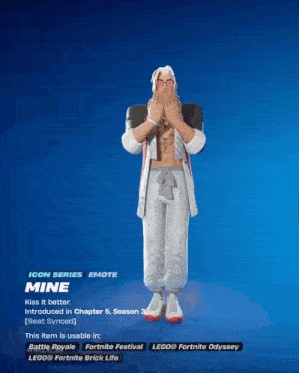 a video game character with the name mine on the bottom