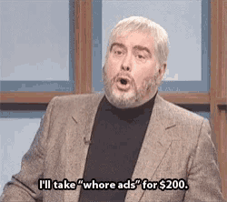 a man with a beard says i 'll take " whore ads " for $ 200