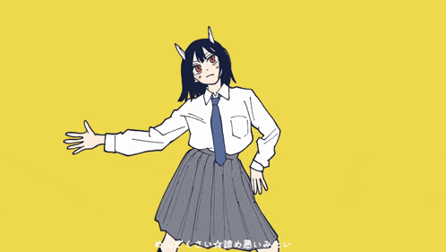 a drawing of a girl wearing a white shirt and a blue tie