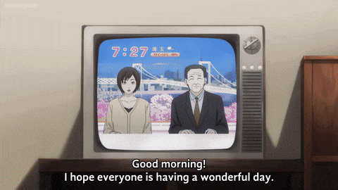 a tv says good morning and i hope everyone is having a wonderful day on the screen