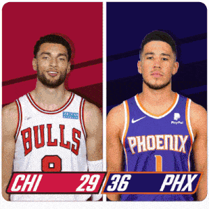 Chicago Bulls (29) Vs. Phoenix Suns (36) First-second Period Break GIF - Nba Basketball Nba 2021 GIFs