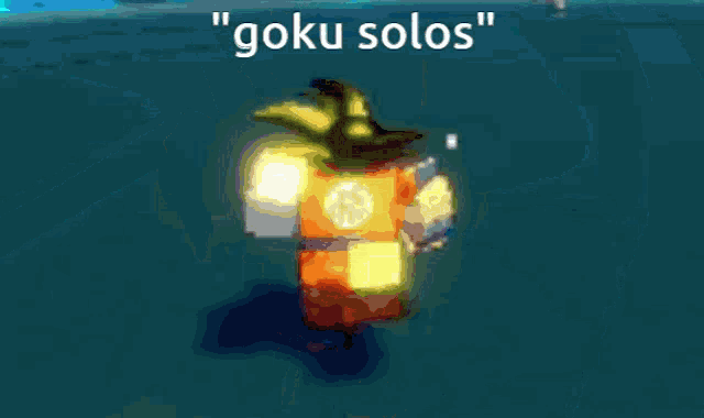 a cartoon character with the words " goku solos " written on it