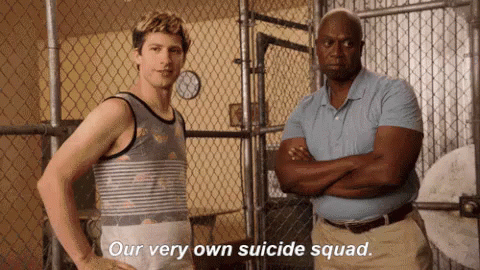 Our Very Own Suicide Squad GIF - Andy Samberg Suicide Squad Brooklyn99 GIFs