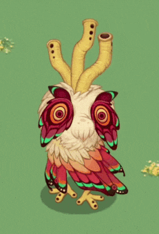 a cartoon drawing of a colorful bird with horns on top of its head