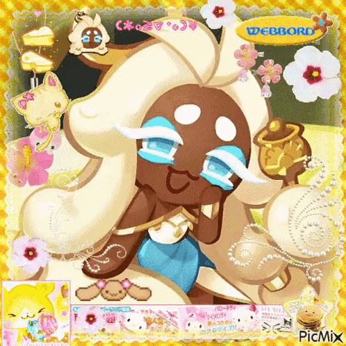 a picture of a cookie from a video game with a yellow background