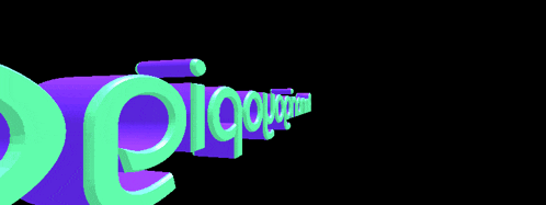 the word dolphin is displayed in a row of purple and green letters on a black background