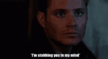 a man is saying `` i 'm stabbing you in my mind '' in a dark room .