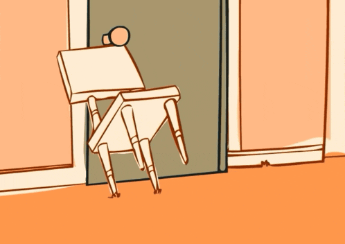 a cartoon drawing of a chair with glasses on top