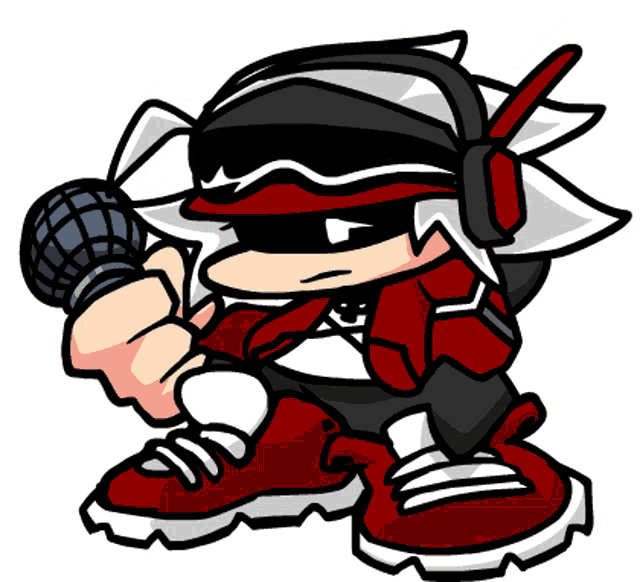 a cartoon character is holding a microphone in his hand