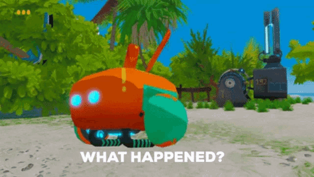 a cartoon drawing of a robot with the words what happened below it
