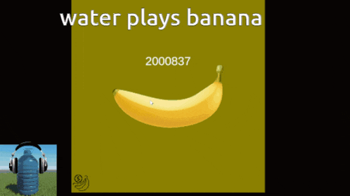 a poster with a banana on it that says water plays banana