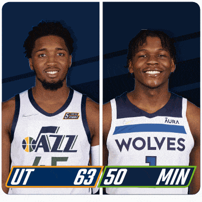 two basketball players from the utah jazz and the wolves