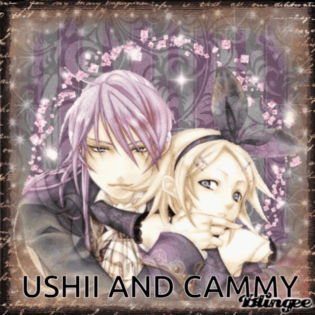 a picture of a man and a woman with the words ushii and cammy