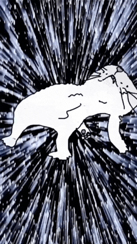 a black and white drawing of a cat laying on its back surrounded by stars