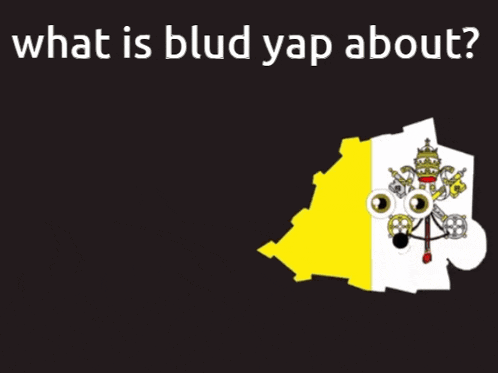 a cartoon of a map with the words what is blud yap about below it