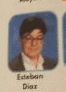 a close up of a person 's yearbook picture with glasses and the name esteban dior .