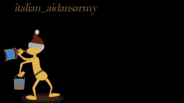 a happy saturday greeting card with a cartoon character holding a bucket