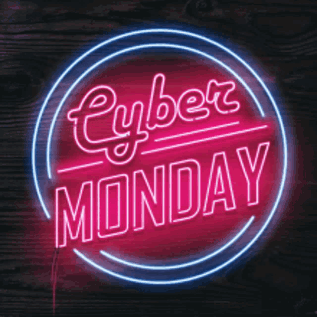 neon sign that says cyber monday on it