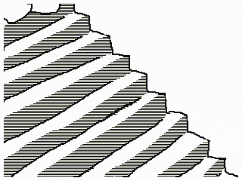a black and white drawing of a staircase with a white background