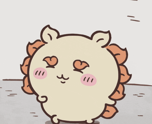 a cartoon drawing of a hedgehog with hearts in his eyes