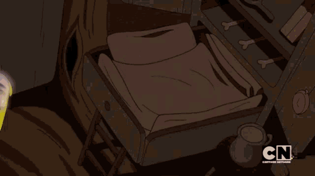 a cartoon character is laying in a bed with the words goodnight homie written on it .