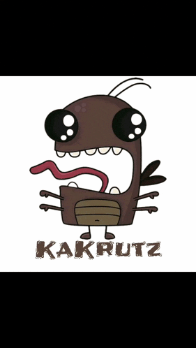 a cartoon drawing of a bug with the name kakrutz written below it