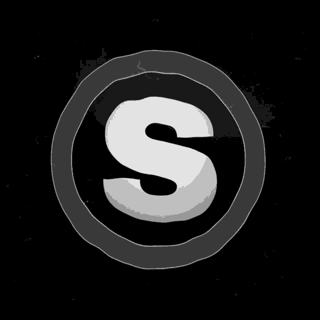 a white letter s in a black circle