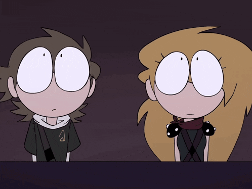 a couple of cartoon characters standing next to each other with the word epic in the corner