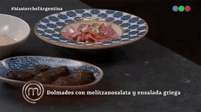 a masterchef argentina advertisement with plates of food on the table