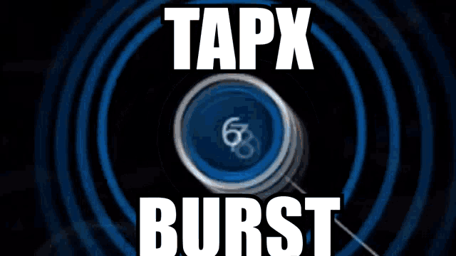 tapx burst is written in white letters on a blue background