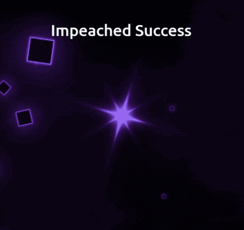 a purple background with squares and a star and the words impeached success
