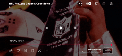 a nfl redzone channel countdown is displayed on a screen