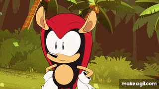 a cartoon of a hedgehog standing in a jungle with the words make a gif.com underneath it
