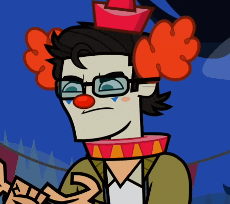 a cartoon character is dressed as a clown and has a crown on his head