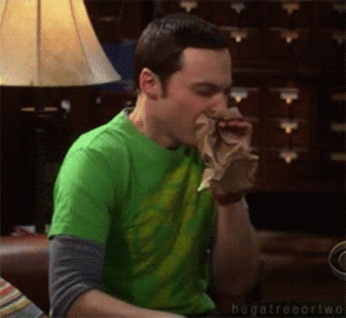 Sheldon Cooper Inhaler GIF - Sheldon Cooper Inhaler Paper Bag GIFs
