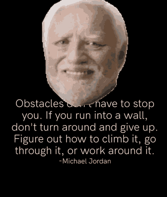 a man with a beard is smiling with a quote from michael jordan