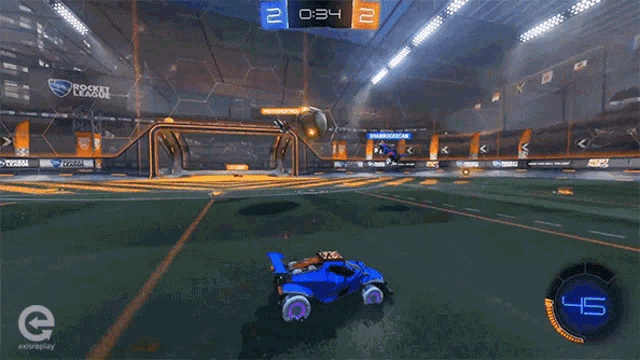 a rocket league game is being played on a computer screen