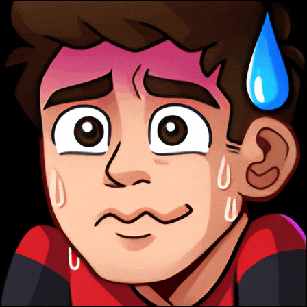 a cartoon of a man with sweat coming out of his forehead