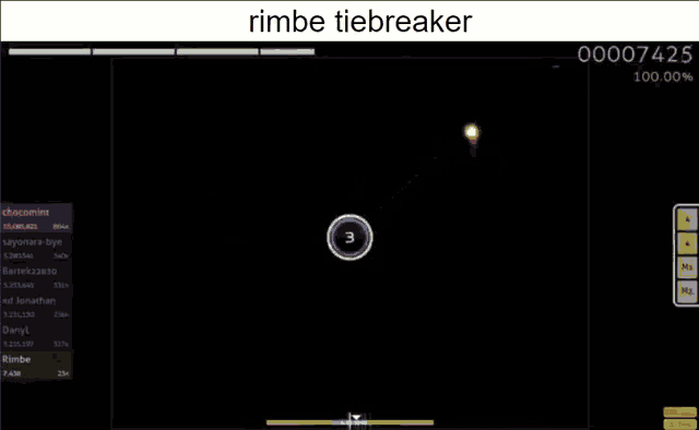 a computer screen with the words rimbe tiebreaker on the top