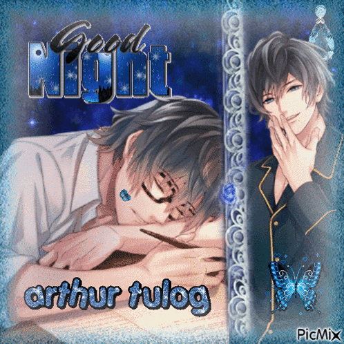 a picture of a man sleeping with the words good night arthur tulog on it